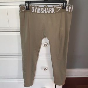 GymShark Fit Cropped Leggings-Washed Khaki/White